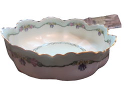 Haviland Limoges France Scalloped Serving Bowl Gold Gilt Yellow Purple F... - £37.36 GBP