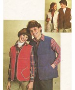 Vintage 1978 Men&#39;s Lined Quilted Vest Hand Or Machine Sew Pattern S42 - £7.83 GBP