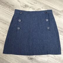 Paul &amp; Joe Sister Skirt Womens 38 Indigo Linen Blend Sailor Button Front... - $28.78