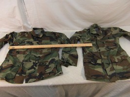 2 Qt H/C Temp Battle Dress Woodland Bdu Jacket Blouse Coat MED-REG Off Buttons - £21.35 GBP