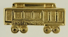 Vintage Costume Jewelry MONET San Francisco Trolley Car Gold Tone Brooch Pin - £15.56 GBP