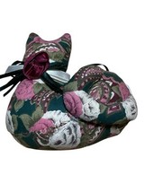 Cute Vintage Hand Made Floral Linen Sitting Cat Plush Pin Cushion Kitty - $361.96 MXN