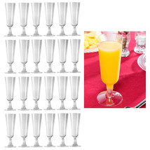 24 Pc Plastic Champagne Flutes Wine Mimosa Disposable Glasses Cups Weddi... - $36.99