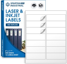 Spartan Industrial Printable Laser And Inkjet Labels - 4&quot; X 1 1/3&quot; White... - $51.25