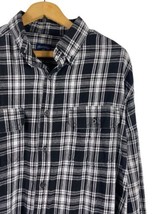 Faded Glory Flannel Shirt Size Large Mens Y2K Black &amp; White Plaid Lumberjack - £20.78 GBP