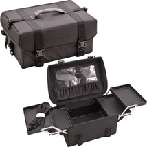 Black Soft-Sided Travel Makeup Case Professional Organizer with Extendable Trays - £86.57 GBP