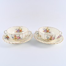Royal Worcester Roanoke Bone China Cream Soup Bowels / Cups + Saucers set of 2 - £11.02 GBP