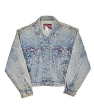Vintage Jordache Denim Jacket Womens M Bows Acid Stone Wash Jean Trucker - £35.67 GBP