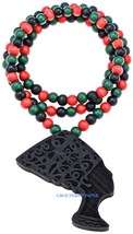 Nofretete Ägyptische Königin von Den Nil Neu Gut Holz Stil Anhänger Halskette - £14.43 GBP+