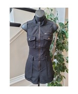 Guess Romper Women Small Black Sleeveless Zip Front Utility Pockets Casu... - $41.55 CAD