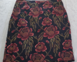 Ann Taylor Petite Black Pink Red Floral Print Cotton Pencil Skirt Size 12P - $14.84