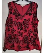 Womens Petites PXL Red &amp; Black Velvet Print Tank Top Shirt - £14.73 GBP