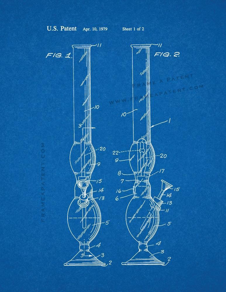 Water Pipe Patent Print - Blueprint