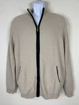 NWT Coofandy Men Size M Beige Heavy Knit Full Zip Softshell Jacket - £10.77 GBP