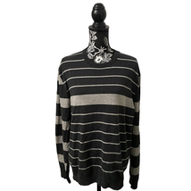 Express Stretch Pima Cotton Crewneck Sweater Knit Horizontal Stripes Gra... - £14.48 GBP