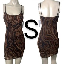Brown Wavy Print Mesh Cami Mini Dress~Size S - £25.53 GBP