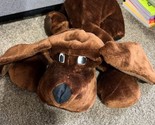 Dog Plush Brown  15 Inch Flat Lying  Stuffed Animal Toy Floppy Ears - $17.77