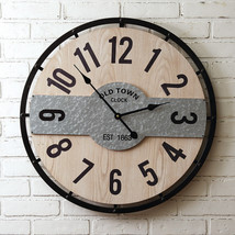 Old Town Wall Clock in Wood and Metal - 26 inch - £60.98 GBP