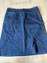 TALBOTS Stretch Denim Jean Pencil Skirt  Dark Wash Size 6 Polka Dot No Slit - £21.83 GBP
