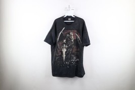 Vintage Y2K Streetwear Mens XL Faded Fantasy Grim Reaper Skull Angel T-Shirt - £38.88 GBP