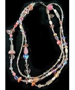 Vintage Artisan Pink Multi Strand Acrylic Beaded Girl’s Necklace – 13” - $16.39 CAD