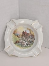 Vintage Fox Hunting Scene Small Ashtray Gold Castle Japan Equestrian - $228.69 MXN