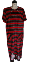 Vintage 50s 60s Red and Black Zig Zag Novelty Design Dress with Keyhole ... - $94.99