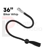 36&quot; Black Leather Motorcycle Get Back Whip with 1 Pool Ball Handlebar Biker - $38.39