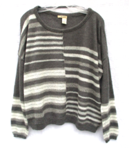 DKNY Jeans Mohair Blend Fuzzy Fine Knit Sweater Metallic Colorblock Stri... - $21.85