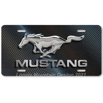 Ford Mustang Inspired Art on Carbon FLAT Aluminum Novelty Auto License Tag Plate - $17.99