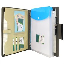 Ring Binder Padfolio with A4 Expanded Document Bag, Business Organizer P... - £31.35 GBP