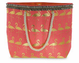 Pink Flamingo Tropical one size gold pink Handles Lined Tote  Beach Bag ... - $21.22