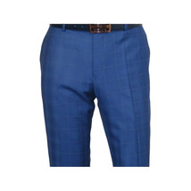 Men Suit By Renoir Window pane English Plaid Slim Fit Side Vents Fit 291-20 Blue image 4