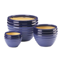 Stylish Duo Blue Ceramic Tone Gorgeous Greenery Planter Trio Home Garden Decor - £44.96 GBP