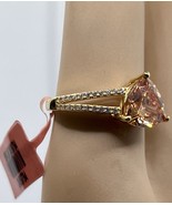 Champagne Trillion CZ / Spilt Shank with Simulated Diamonds 14K YG 925 R... - $37.03 CAD