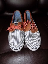 Sperry Top-Sider &quot;Bahama Navy Seersucker&quot; Boat Shoes Size 8.5 Women&#39;s EUC - £24.69 GBP