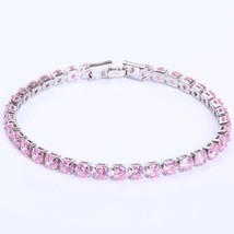 Elegant Cubic Zirconia Tennis Bracelet Women Wedding Jewelry Purple Zircon CZ Me - £9.69 GBP