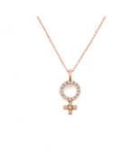 18K 14K 9K Diamond Female Venus Symbol Necklace,Minimalist Diamond Neckl... - £281.77 GBP+