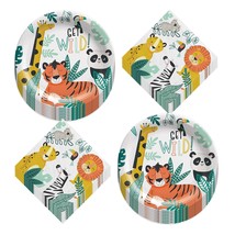 Get Wild Jungle Safari Animals Paper Dinner Plates and Lunch Napkins (Serves 16) - £12.19 GBP