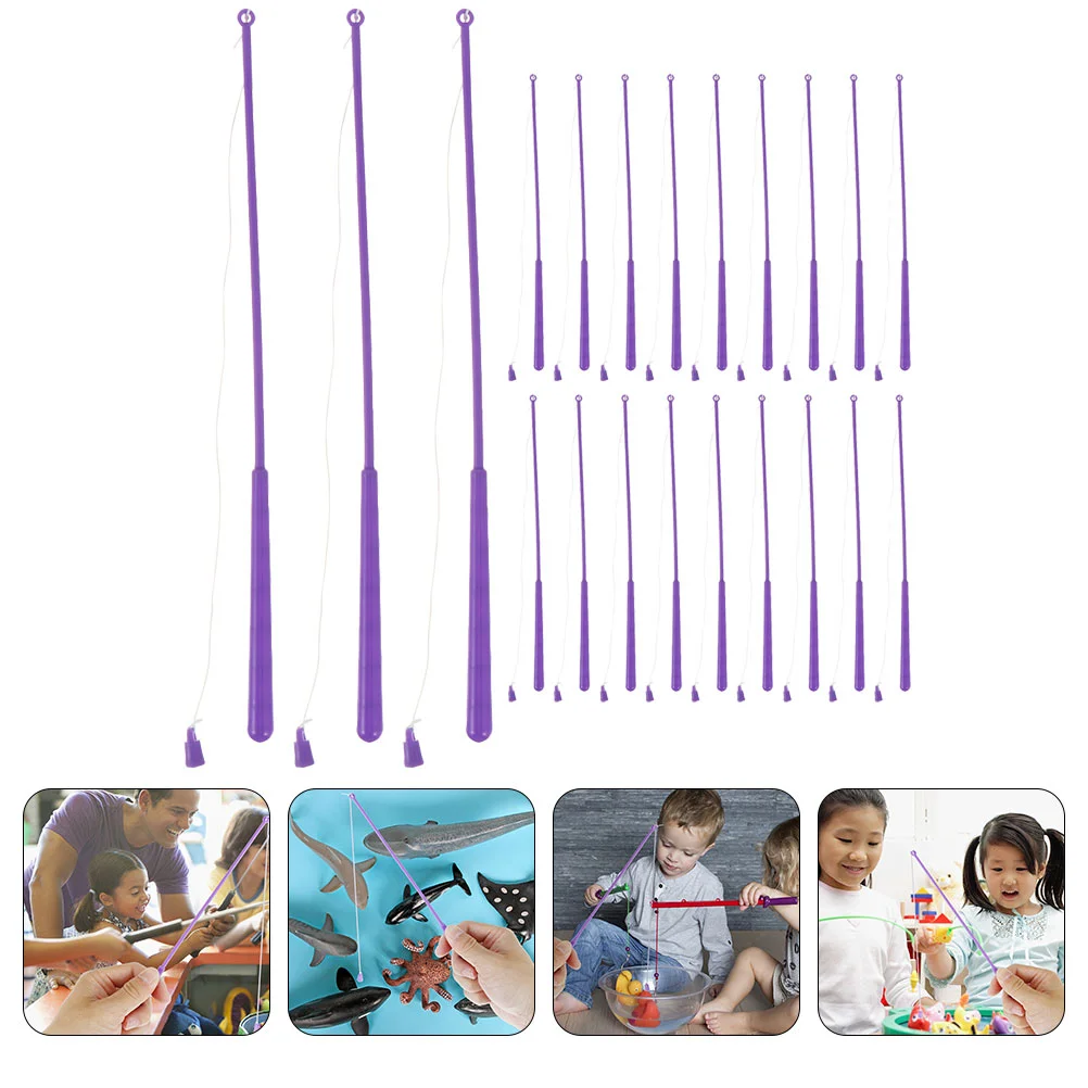 30 Pcs Fishing Toys Outdoor Play for Kids Plastic Poles Small Portable Rod Game - £13.32 GBP