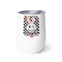 Funny Easter Day Wine tumbler - Retro Groovy Hippie Easter Vibes Leopard Smile B - $25.69