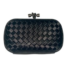 Bottega Veneta Black Woven Satin Knot Clutch Bag Purse Made In Italy - £533.13 GBP