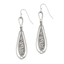 Filigree Skinny Teardrop Dangle Earrings Silver - £9.19 GBP