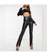 Women Black Real Leather Pants Genuine Lambskin Leather Straight Bottom ... - £141.00 GBP