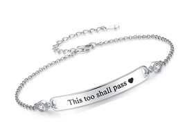 925 Sterling Silver Bracelet for Women Engraved Love - £66.11 GBP