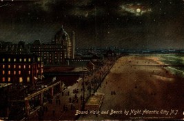 Vintage Postcard- 1907-15 Boardwalk &amp; Beach by Night Atlantic City BK29 - £5.44 GBP