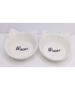 2 Cat Food Water Bowl Elevated Speckled Ceramic WINNIFRED &amp; LILY  “Meow”... - $29.51 CAD