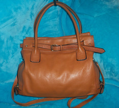 LA POET Saddle Brown Pebble Leather Cross Body Satchel Bag - £30.28 GBP