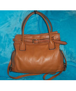 LA POET Saddle Brown Pebble Leather Cross Body Satchel Bag - £30.11 GBP