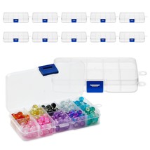 12 Pack Mini Clear Storage Containers With 10 Grid Dividers, Small Plast... - £21.32 GBP